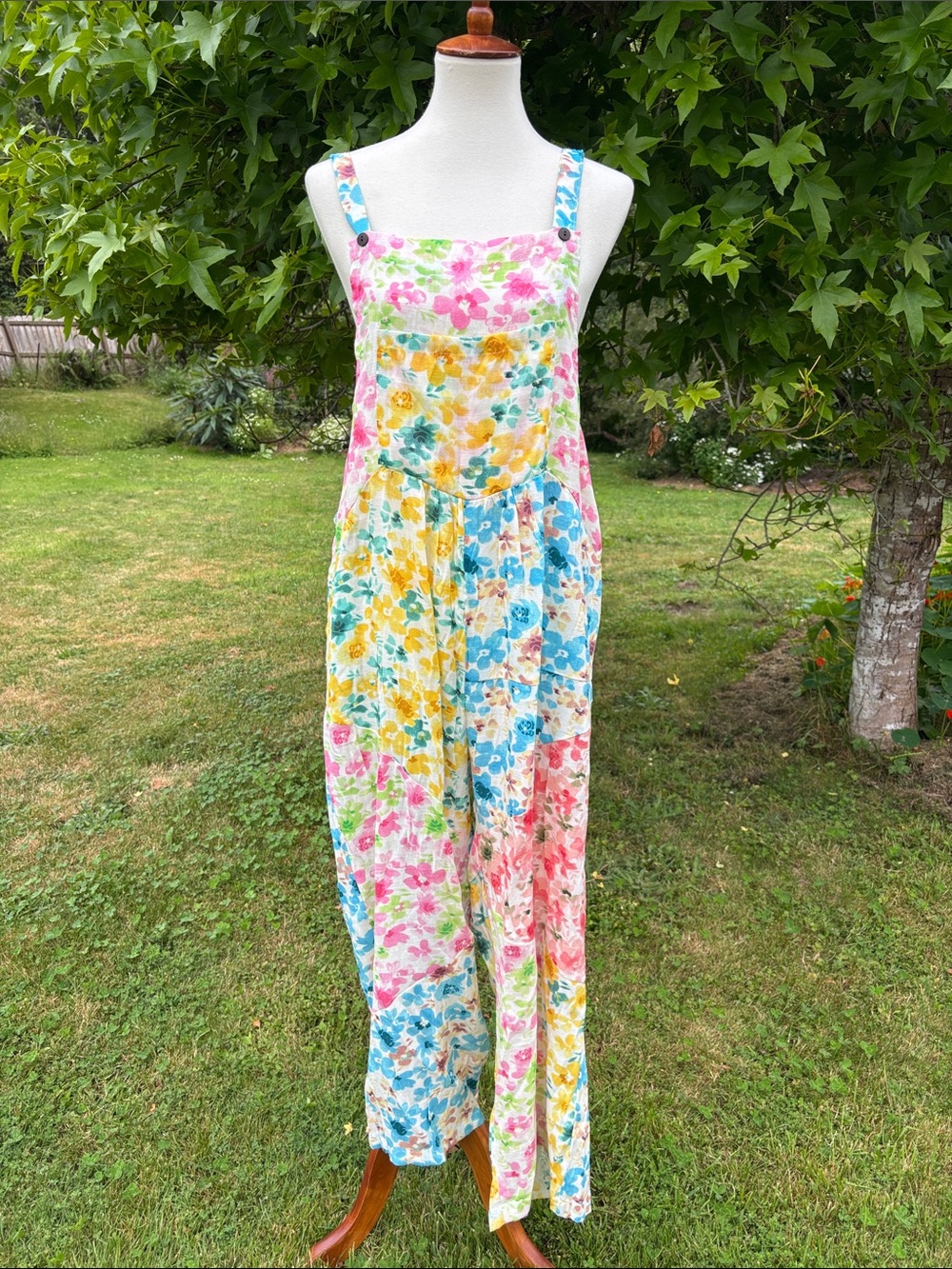 Sacred Threads Floral Patchwork Overalls